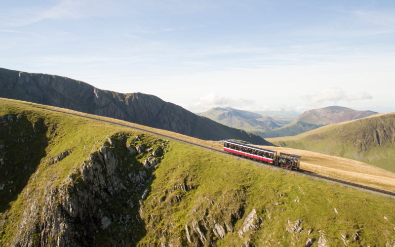 Snowdon Mountain Railway climbing Yr Wyddfa